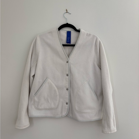 Kit and Ace Sweaters - Kit and Ace White Snap-Front Fleece Cardigan